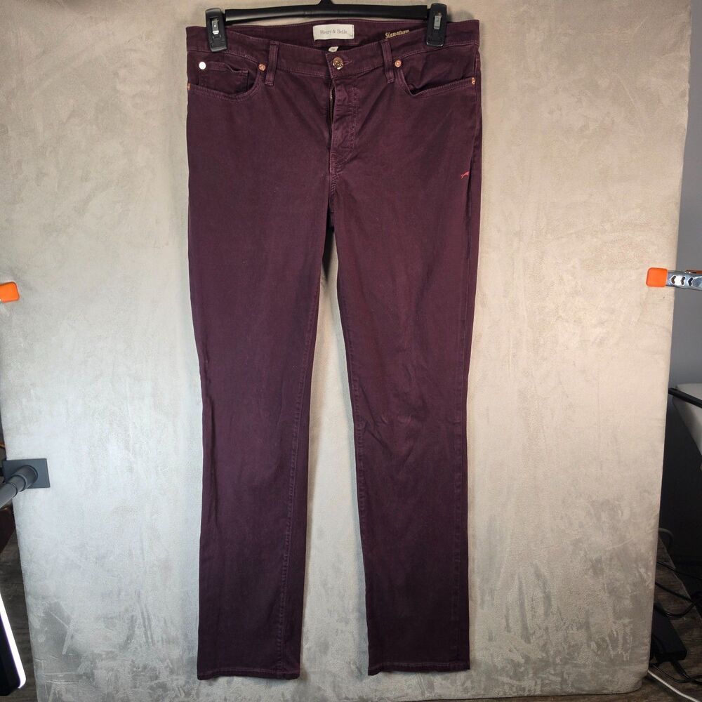 Henry & Belle Signature Straight Leg Jeans Women's Plum Burgundy Purple Stretch